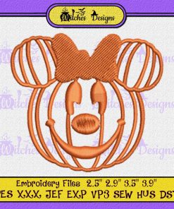 Pumpkin Face Minnie Mouse Embroidery