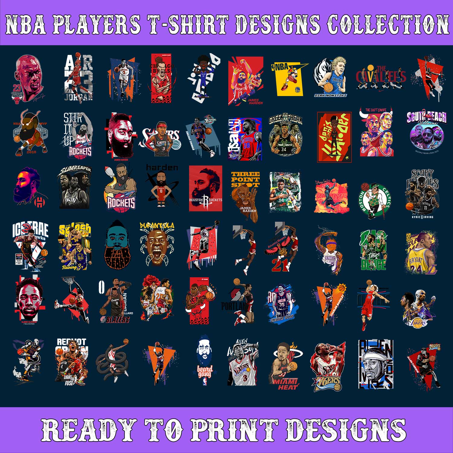 Basketball Players T-Shirt Design File Bundle #3 – anyteedesigns