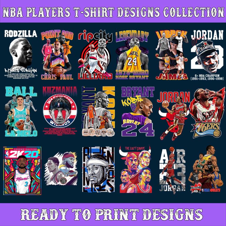 200+ NBA Players Designs Bundle PNG Digital, T-Shirt POD-Stickers