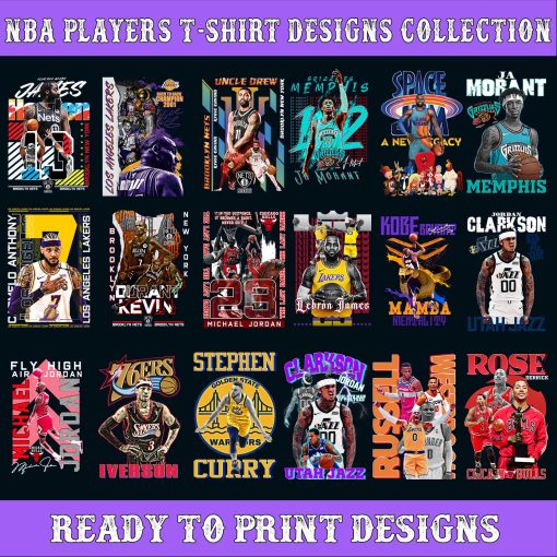 200+ NBA Players Designs Bundle PNG Digital, T-Shirt POD-Stickers