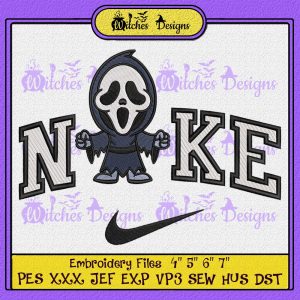 Ghostface X Nike Scream Movie Embroidery Design File Instant Download