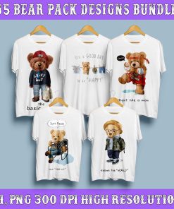 135 Teddy Bears Doll Designs Mega Bundle PNG Digital T-Shirt POD-Stickers
