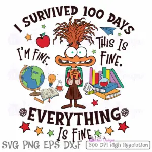 Anxiety-I-Survived-100-Days-Of-School-Its-Fine-Everything-Is-Fine-PNG-Design