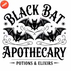 Black-Bat-Apothecary-Potions-And-Elixirs-SVG-Free-Deigns