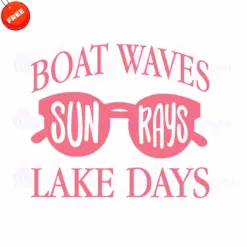 Boat-Waves-Sun-Rays-Lake-Days-Free-SVG-Design