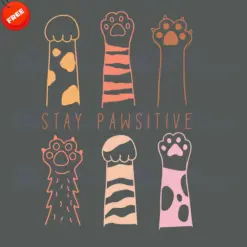 Cat-Stay-Pawsitive-Free-SVG-Design
