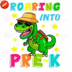 Dinosaur-Roaring-Into-Pre-K-Free-SVG-Design