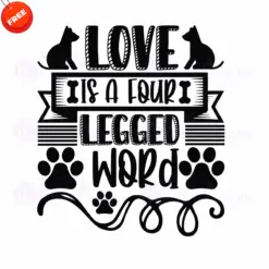 Dog-Love-Is-A-Four-Legged-Word-Free-SVG-Design