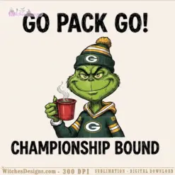 Grinch Go Pack Go Championship Bound PNG for Cricut and Silhouette