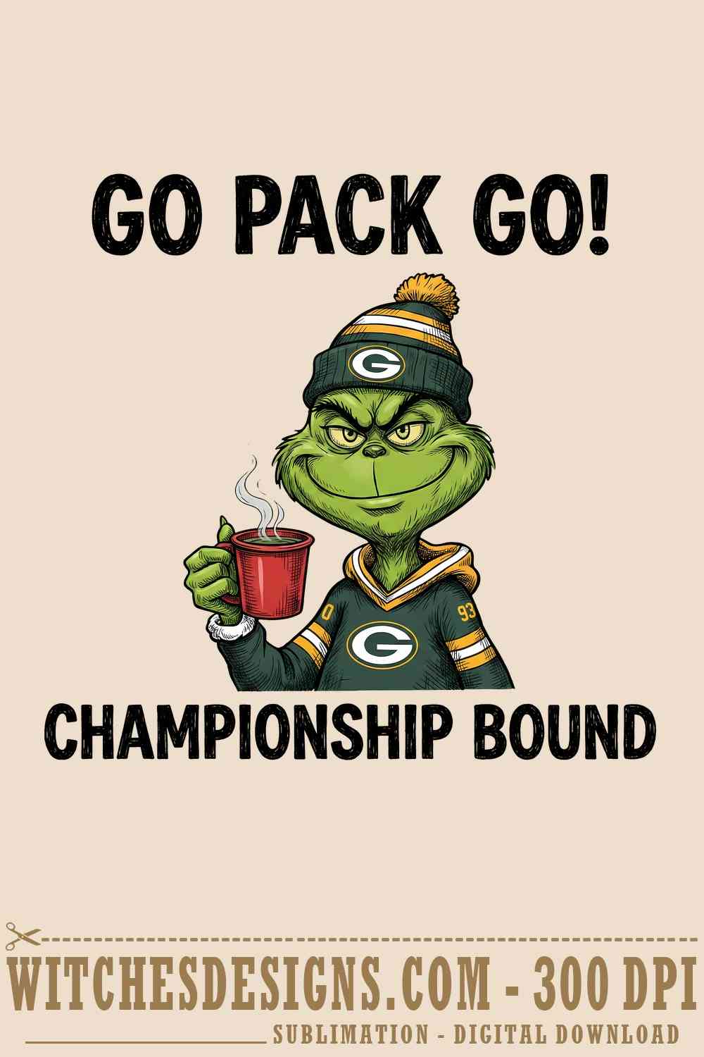 Grinch Go Pack Go Championship Bound PNG for Cricut and Silhouette