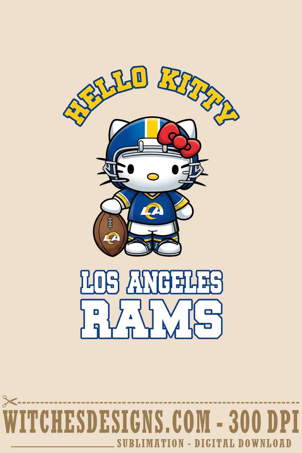 Hello Kitty Los Angeles Rams PNG for crafts and gifts