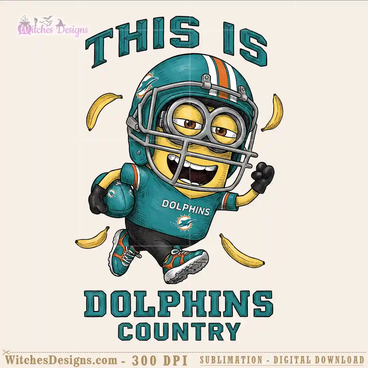 Miami Dolphins PNG digital download featuring Minions