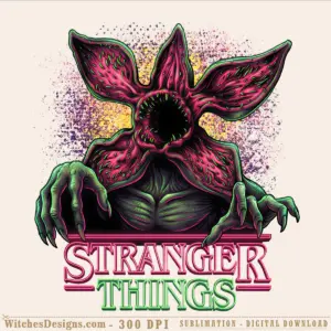 Demogorgon png graphic with magenta petals, green outline, and clawed hands; 4000x4000 transparent background for sublimation and DTF printing.