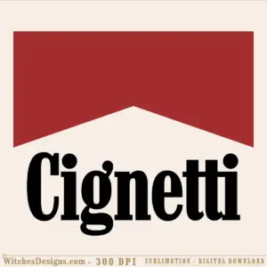 Cignetti svg design featuring bold black retro typography with a red peaked-roof silhouette backdrop, ideal for game day apparel and vinyl decals.