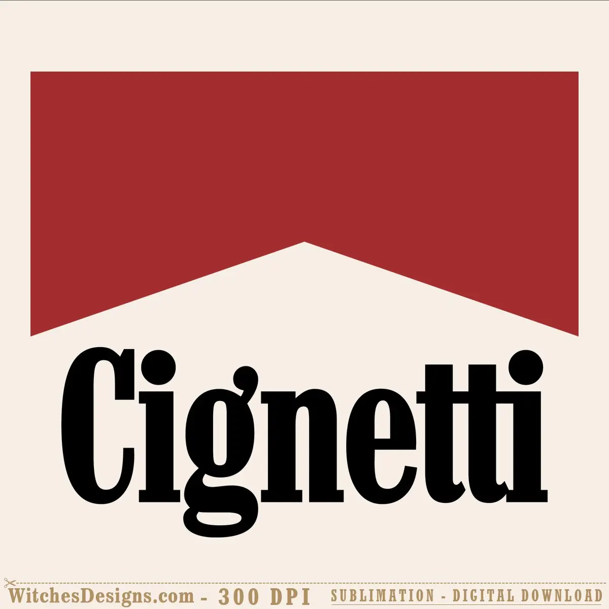 Cignetti svg design featuring bold black retro typography with a red peaked-roof silhouette backdrop, ideal for game day apparel and vinyl decals.