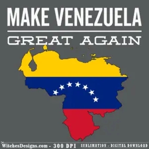 Venezuela svg showing country map filled with yellow, blue, and red flag colors and white stars