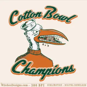 Miami Hurricanes png mascot clipart showing vintage hurricane character in green and orange holding a corn cob, transparent background, 4000x4000 px