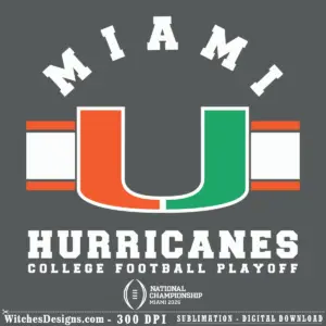 Miami Hurricanes svg logo featuring split orange and green U design for vinyl cutting and print-on-demand applications