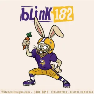 Minnesota Vikings png clipart showing a cartoon rabbit mascot in purple and gold football uniform holding a carrot, perfect for sublimation and DTF transfers