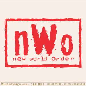 NWO New World Order svg design with distressed red letters and jagged border frame on white background