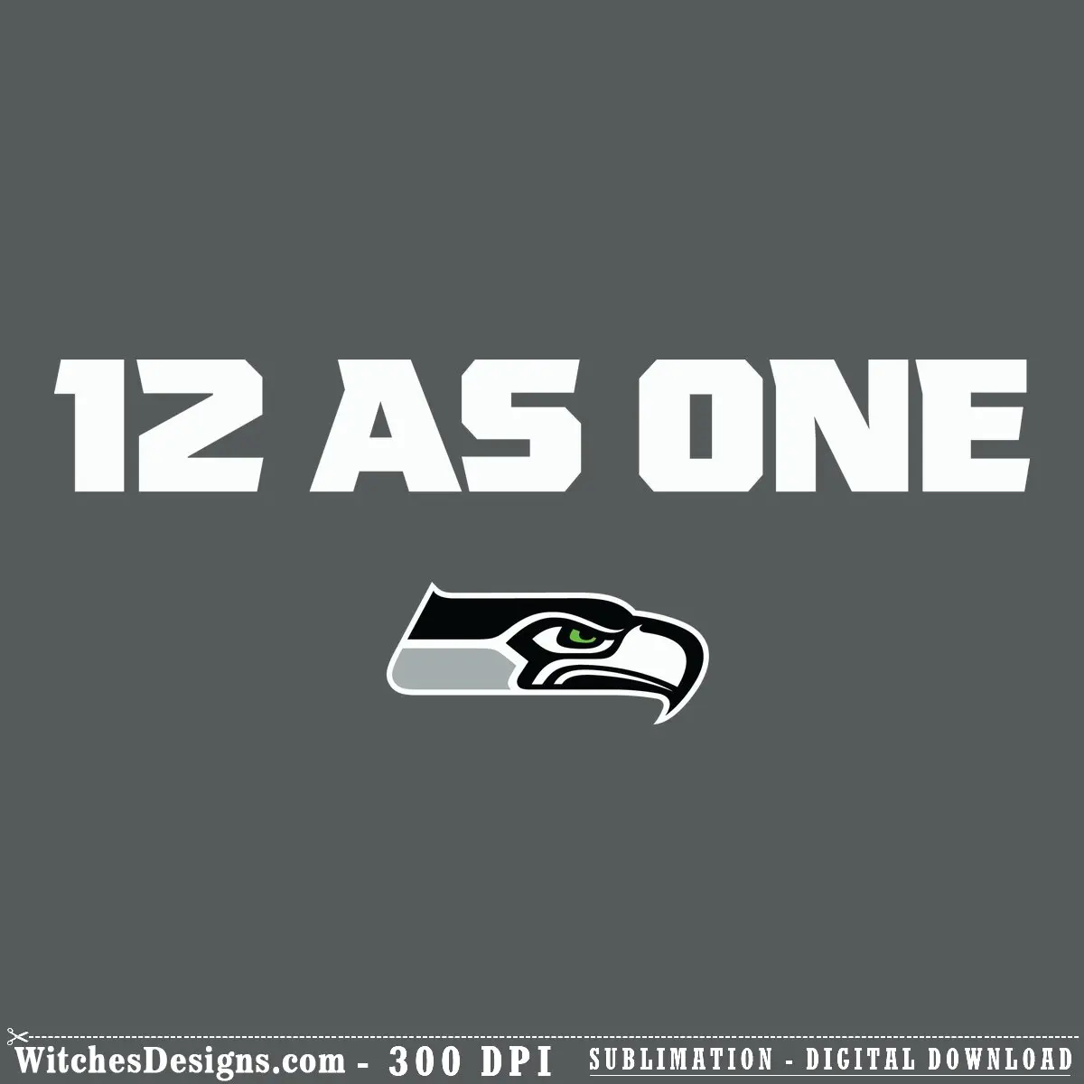 Seattle Seahawks svg logo featuring a detailed black and white eagle head with sharp green eye and gray accent stripe, NFL team branding.