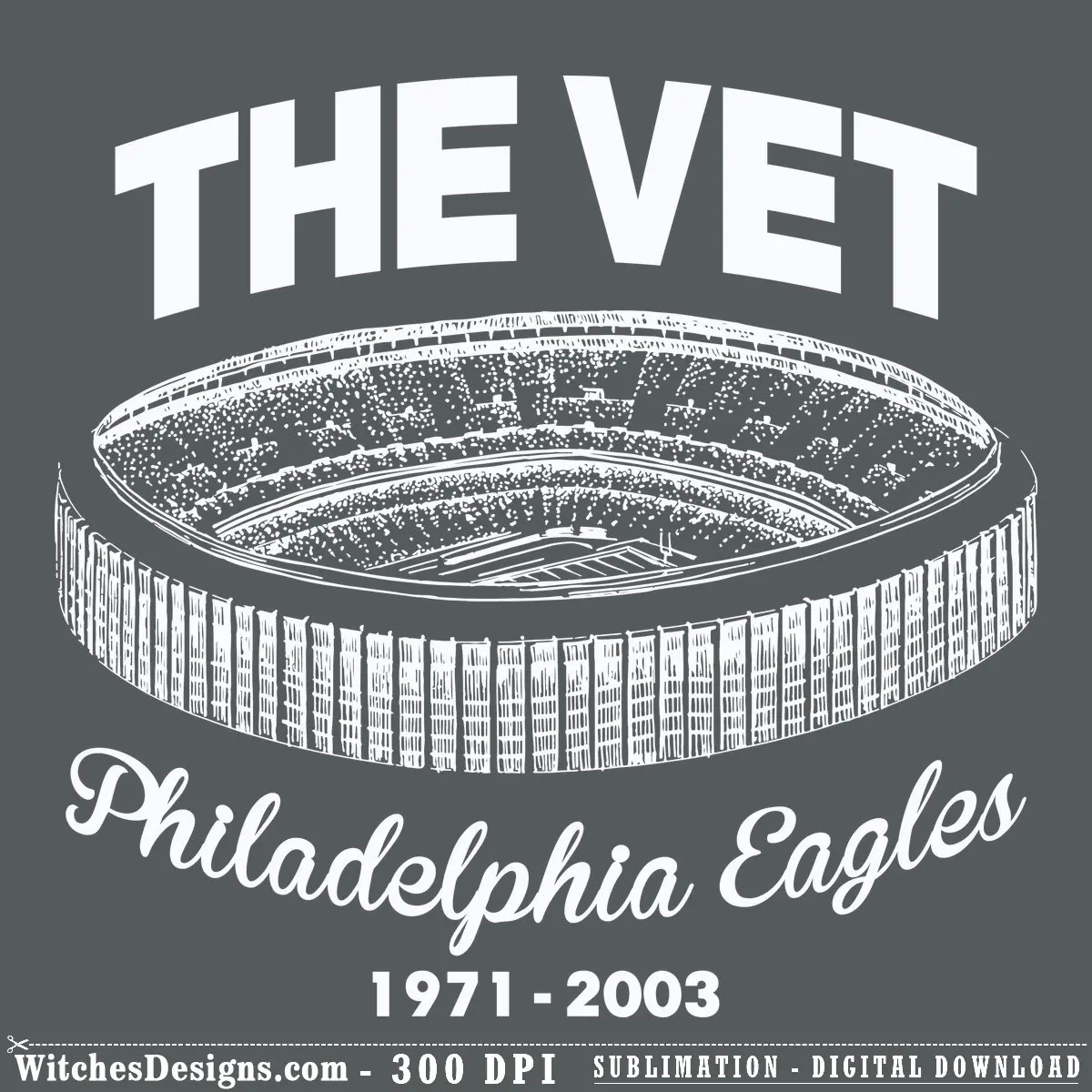 The Vet Philadelphia Eagles SVG single-layer design, 1-color palette, for Cricut and Silhouette vinyl cutting and sublimation printing.